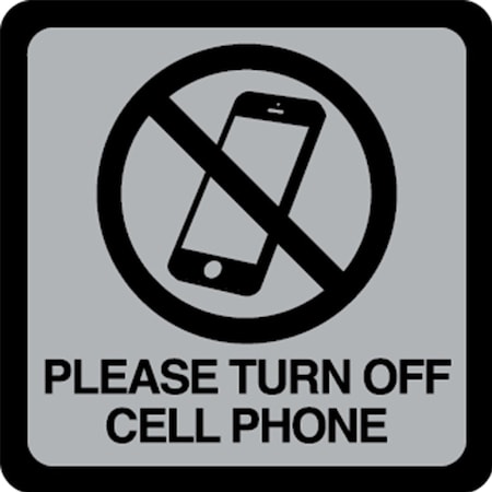 Hy-Ko 4.5X4.5In Turn Off Cell Phone Sign 4.5" x 4.5", 5PK A00494